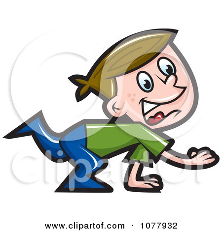 Clipart Boy Pretending To Be A Horse - Royalty Free Vector Illustration by jtoons