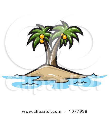 Clipart Coconut Palm Trees On An Island - Royalty Free Vector Illustration by jtoons