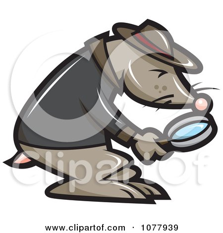 Clipart Mole Investigator Using A Magnifying Glass - Royalty Free Vector Illustration by jtoons
