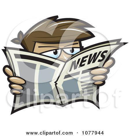 Clipart Spy Looking Over A News Paper - Royalty Free Vector Illustration by jtoons