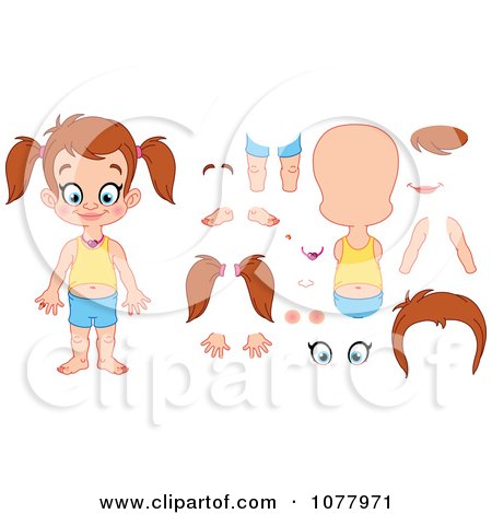 Clipart Girl With Assembly Design Elements - Royalty Free Vector Illustration by yayayoyo