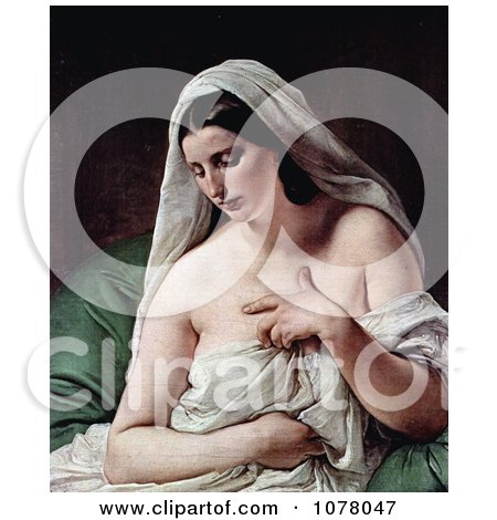 Odalisque, Nude and Draped in White Cloths by Francesco Hayez - Royalty Free Historical Clip Art by JVPD