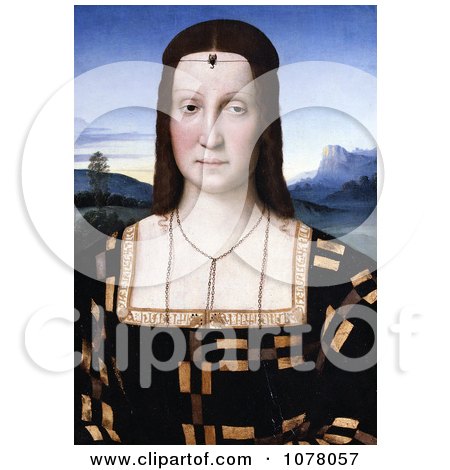 Portrait of Elisabetta Gonzaga Wearing a Scorpion Diadem, by Raphael Sanzio - Royalty Free Historical Clip Art by JVPD