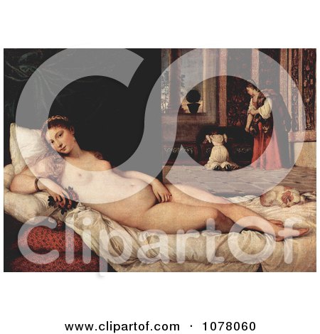 Beautiful Fine Art Nude of a Reclined Woman by Tiziano Vecelli - Royalty Free Historical Clip Art by JVPD