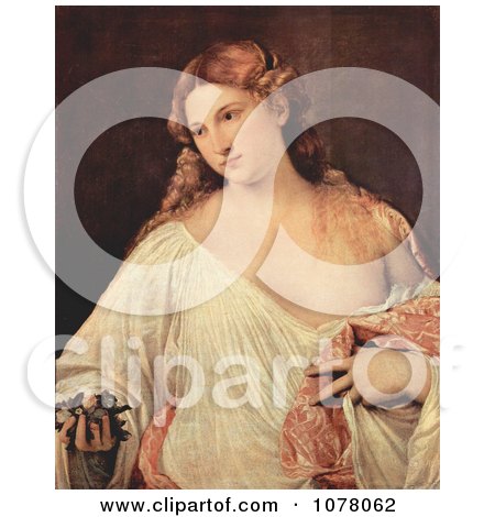 Beautiful Young Woman Holding Flower Petals - Royalty Free Historical Clip Art by JVPD