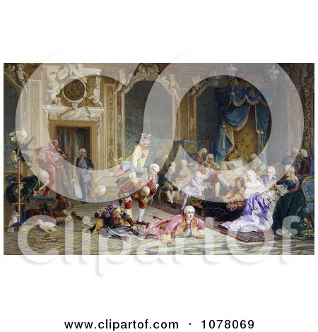 Parrots and Entertainers Performing for Empress Anna, Anna of Russia, Queen Anna - Royalty Free Historical Clip Art by JVPD