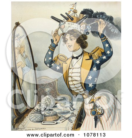 Woman Wearing Warship as Hat - Royalty Free Historical Clip Art by JVPD