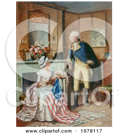 Betsy Ross Sewing the Flag - Royalty Free Historical Clip Art by JVPD