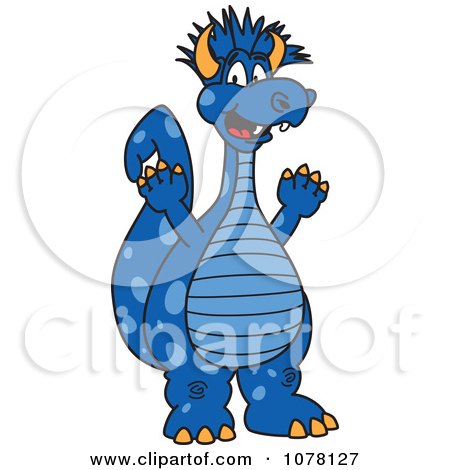 Clipart Happy Blue Punk Dragon School Mascot - Royalty Free Vector Illustration by Mascot Junction