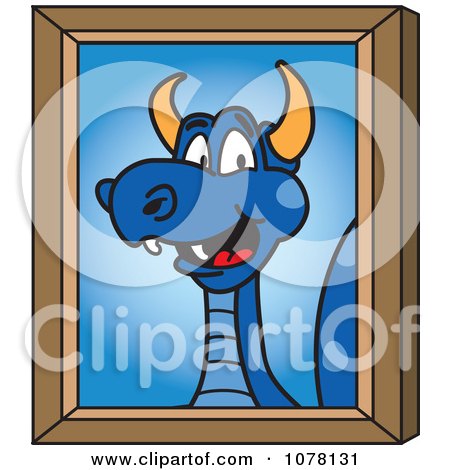 Clipart Blue Dragon School Mascot Portrait - Royalty Free Vector Illustration by Mascot Junction