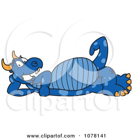 Clipart Blue Dragon School Mascot Reclined - Royalty Free Vector Illustration by Mascot Junction