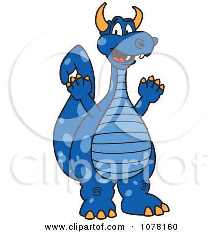 Clipart Blue Dragon School Mascot - Royalty Free Vector Illustration by Mascot Junction