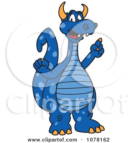 Clipart Blue Dragon School Mascot With An Idea - Royalty Free Vector Illustration by Toons4Biz