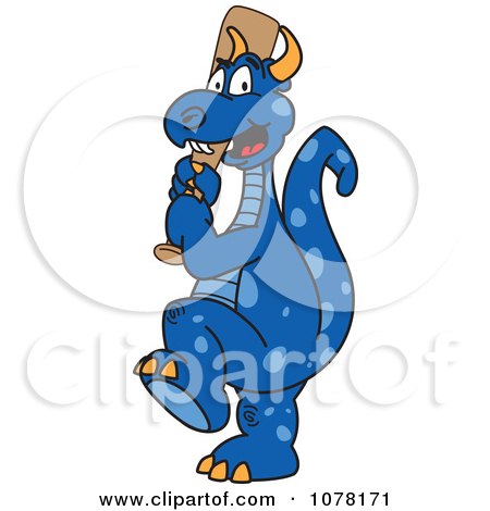 Clipart Blue Dragon School Mascot Batting During A Baseball Game - Royalty Free Vector Illustration by Toons4Biz