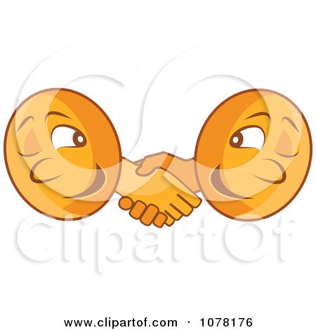 Clipart Two Coins Shaking Hands - Royalty Free Vector Illustration by Vitmary Rodriguez