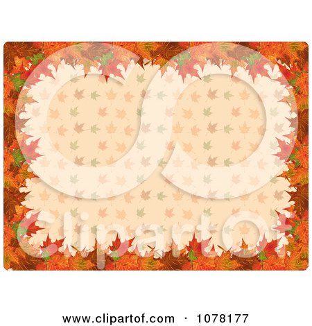 Clipart Border Of Autumn Leaves Over A Pattern - Royalty Free Vector Illustration by Vitmary Rodriguez