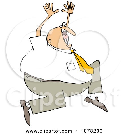 Clipart Crazy Businessman Running And Screaming - Royalty Free Vector Illustration by djart