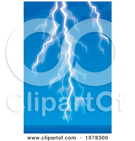 Clipart Lightning Striking Over Blue Water And Sky - Royalty Free Illustration by Alex Bannykh