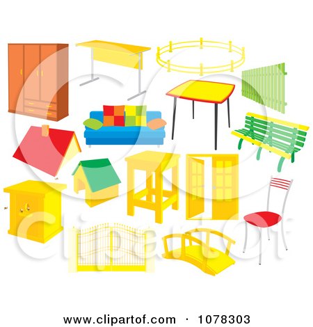 Clipart Set of Furniture - Royalty Free Vector Illustration by Alex Bannykh