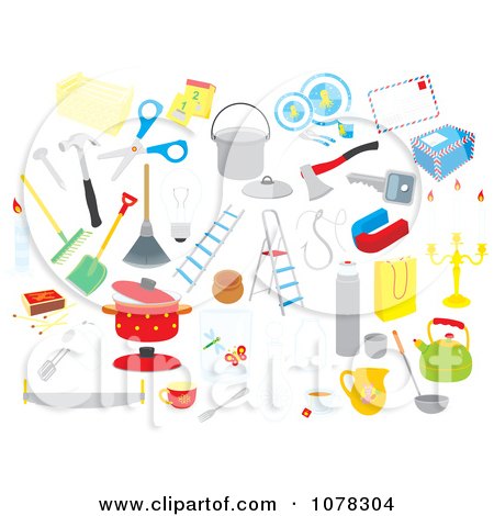 Clipart Set Of Tools And Kitchen Items - Royalty Free Vector Illustration by Alex Bannykh