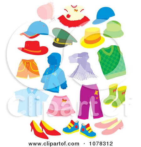 Clipart Set Of Clothing And Apparel - Royalty Free Vector Illustration by Alex Bannykh