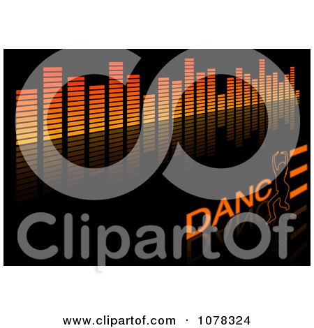 Clipart Orange Equalizer And Dance Background On Black - Royalty Free Vector Illustration by dero