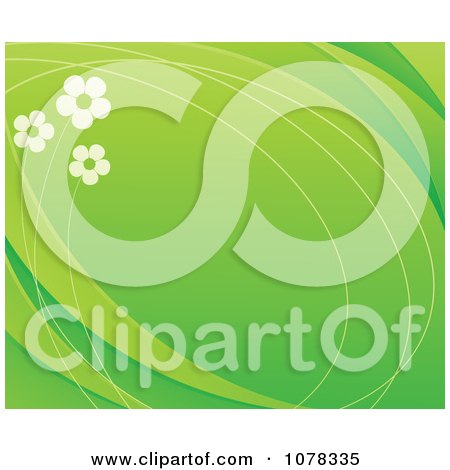 Clipart Floral Background Of Daisies On Green With Copyspace - Royalty Free Vector Illustration by elena