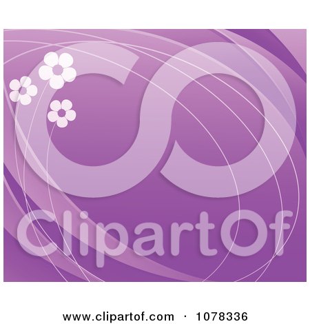 Clipart Floral Background Of Daisies On Purple With Copyspace - Royalty Free Vector Illustration by elena