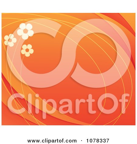 Clipart Floral Background Of Daisies On Orange With Copyspace - Royalty Free Vector Illustration by elena