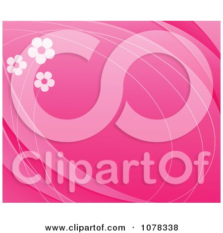 Clipart Floral Background Of Daisies On Pink With Copyspace - Royalty Free Vector Illustration by elena