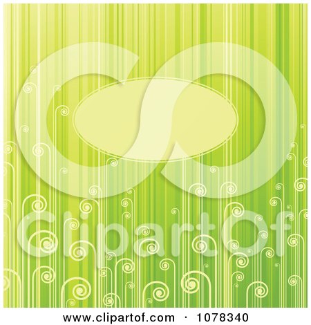 Clipart Green Floral Background Of Fronds And Stripes With Copyspace - Royalty Free Vector Illustration by elena
