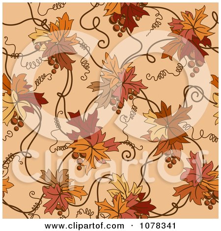 Clipart Seamless Autumn Leaf And Vine Background - Royalty Free Vector Illustration by elena