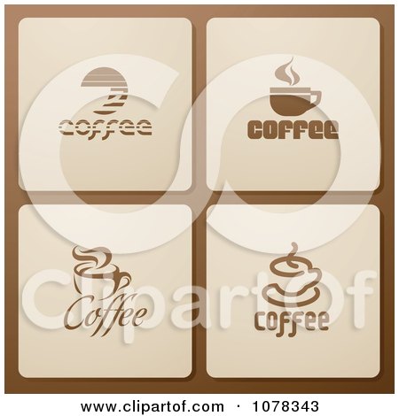 Clipart Set Of Brown And Beige Coffee Icons - Royalty Free Vector Illustration by elena