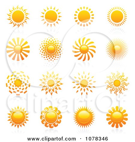 Clipart Shiny Summer Sun Logos - Royalty Free Vector Illustration by elena