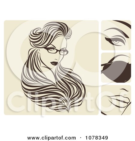 Clipart Beautiful Woman With Hair Extensions And Glasses - Royalty Free Vector Illustration by elena