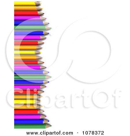 Clipart 3d Colored Pencil Border And Copyspace - Royalty Free CGI Illustration by KJ Pargeter