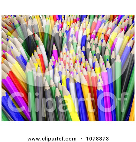 Clipart Background Of 3d Colored Pencils - Royalty Free CGI Illustration by KJ Pargeter