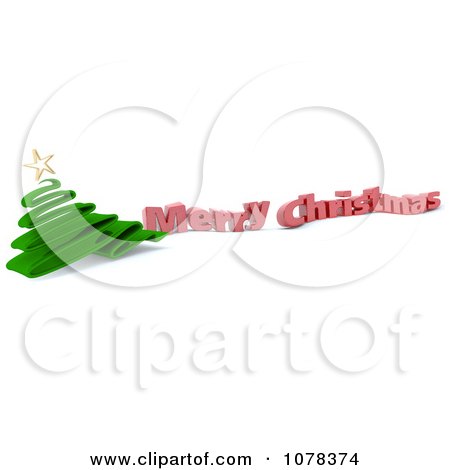Clipart 3d Merry Christmas Greeting By A Scribble Tree - Royalty Free CGI Illustration by KJ Pargeter