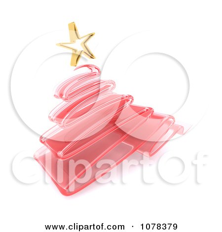 Clipart 3d Red Transparent Scribble Christmas Tree With A Gold Star - Royalty Free CGI Illustration by KJ Pargeter