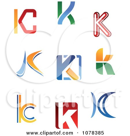 Clipart Abstract Colorful Letter K Logos - Royalty Free Vector Illustration by Vector Tradition SM
