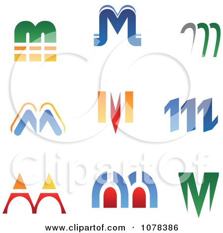 Clipart Abstract Colorful Letter M Logos - Royalty Free Vector Illustration by Vector Tradition SM