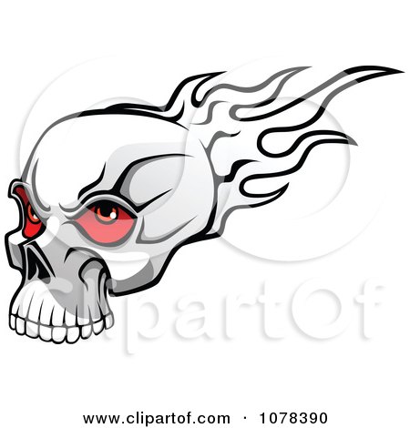 Clipart Flaming Skull With Red Eyeballs - Royalty Free Vector Illustration by Vector Tradition SM