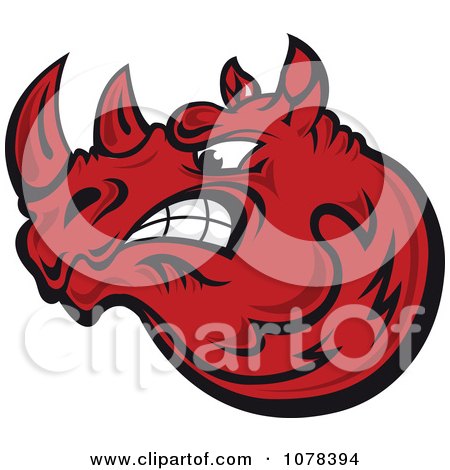 Clipart Angry Red Rhino Logo - Royalty Free Vector Illustration by Vector Tradition SM