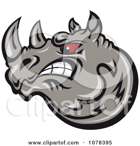 Clipart Angry Gray Rhino Logo - Royalty Free Vector Illustration by Vector Tradition SM