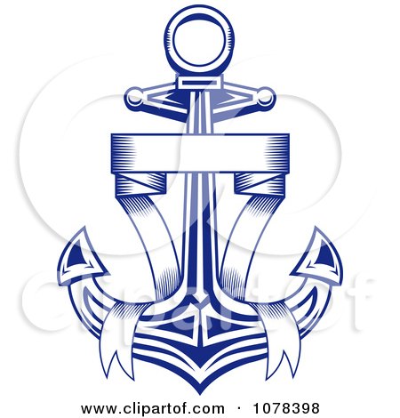 Clipart Blue Ribbon And Nautical Anchor Logo 2 - Royalty Free Vector Illustration by Vector Tradition SM