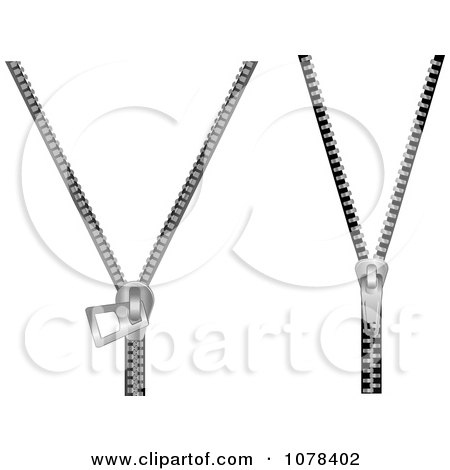 Clipart 3d Silver Zippers - Royalty Free Vector Illustration by Vector Tradition SM