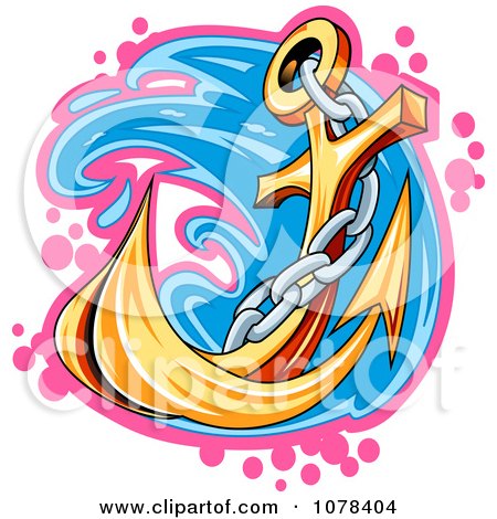 Clipart Anchor With A Pink And Blue Splash - Royalty Free Vector Illustration by Vector Tradition SM