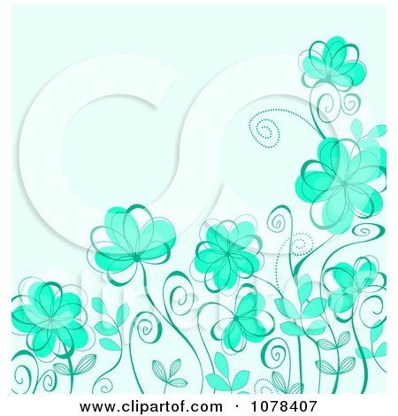 Clipart Blue And Green Floral Background With Copyspace - Royalty Free Vector Illustration by Vector Tradition SM