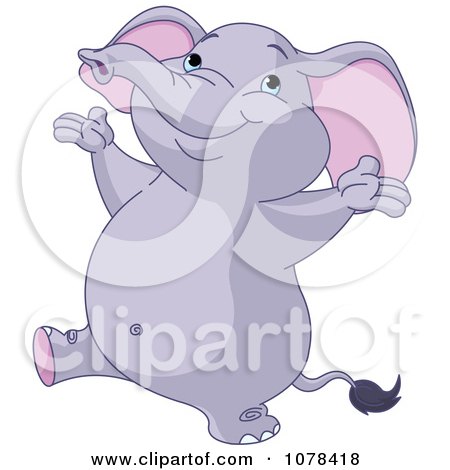 Clipart Cute Happy Purple Elephant - Royalty Free Vector Illustration by Pushkin