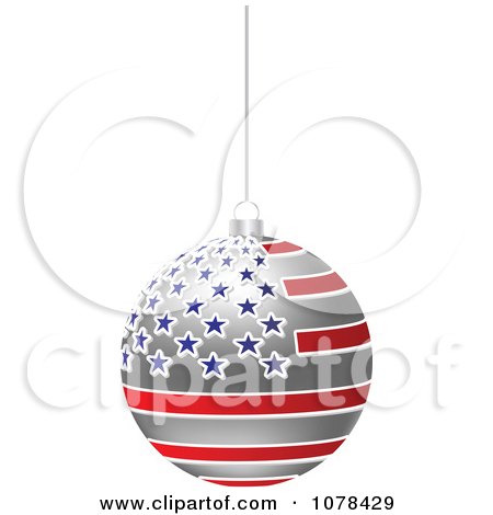 Clipart 3d Hanging American Flag Christmas Bauble - Royalty Free Vector Illustration by Andrei Marincas